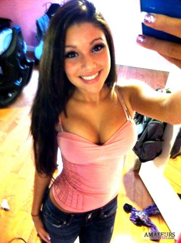 cute smile on tiny teen with big tits