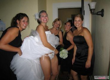 Naughty bridesmaids flashing bride to be white sexy thong pic