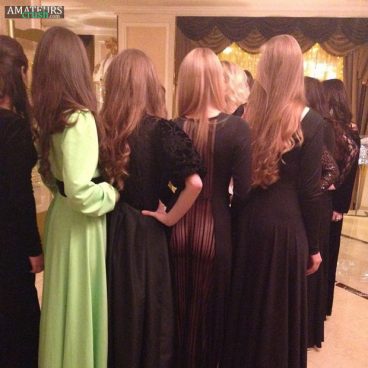 Naughty and slutty bridesmaids showing tight bubble butt ass with no panties in her dress