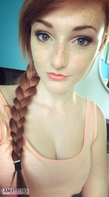sexy redhead teen selfie with braids