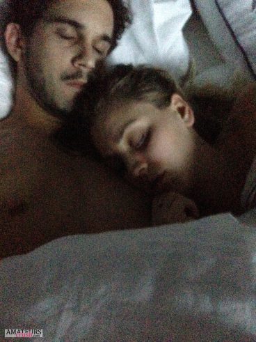 Sleeping selfie of celeb couple in bed