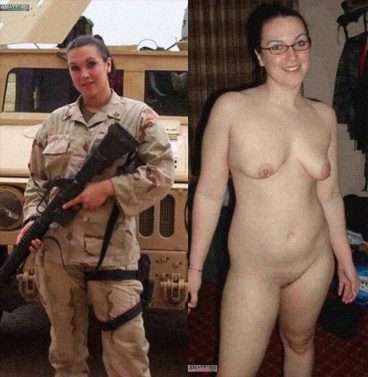 Army girl clothed unclothed pics showing her curvy naked body