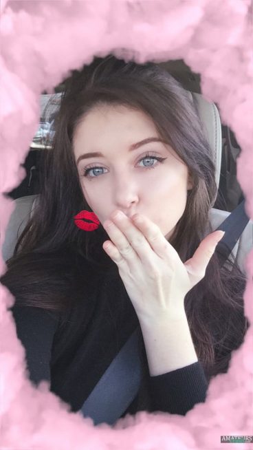 Cute NessChan selfie kisses on snapchat