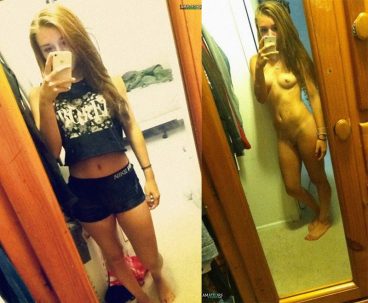 Sexy small teen nude girl selfies in mirror