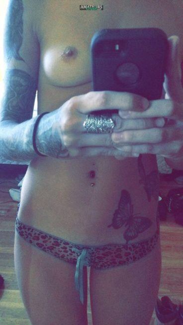 Hot cute tits selfie mirror tattoo babe
