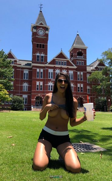 College girl flashing in public amateur outdoor